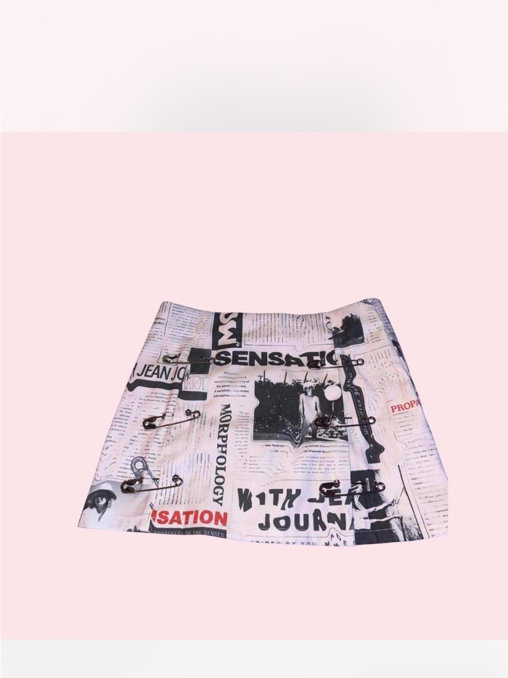 With Jean Pink & Black Graphic Mini Skirt